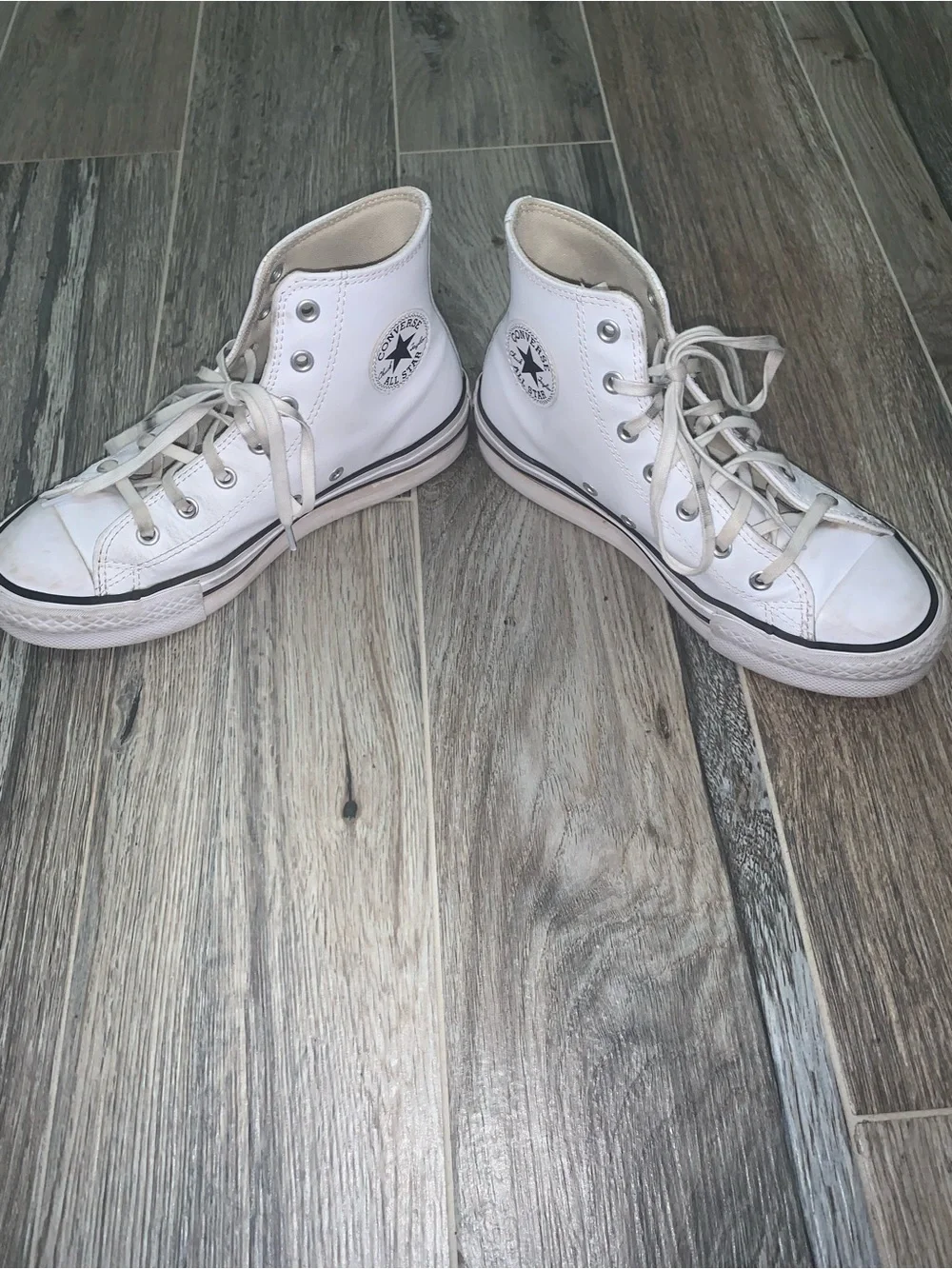 Converse White High-Top Kids Sneakers with Black Trim